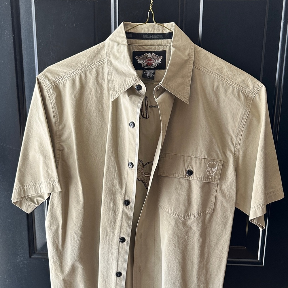 Harley-Davidson Tan Casual Button Down Shirt